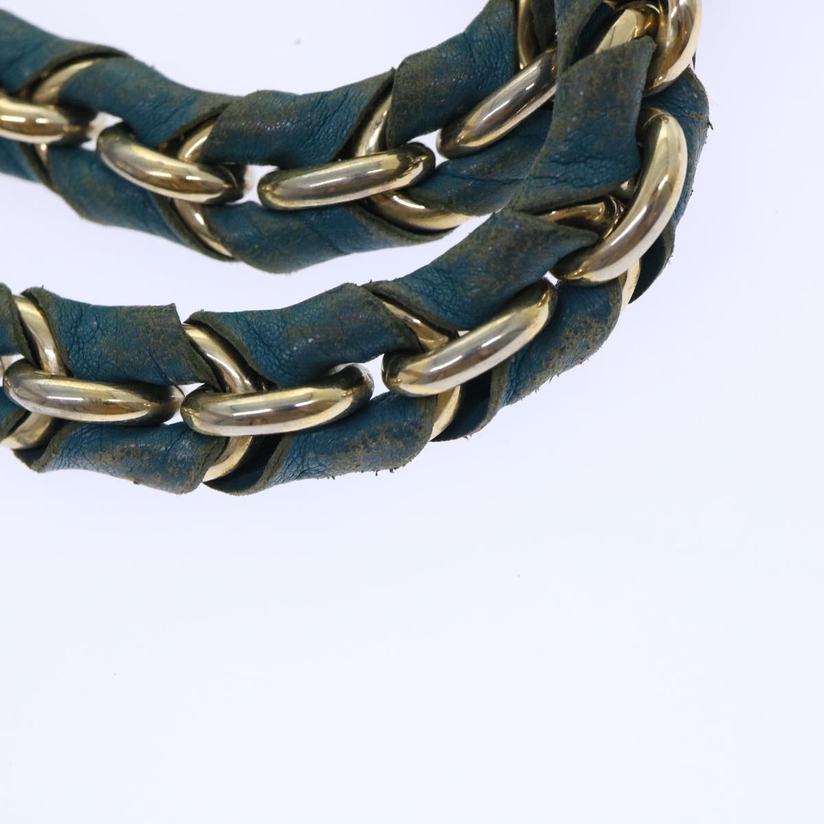 FENDI Chain Shoulder Bag Leather 2way Turquoise Blue 52739