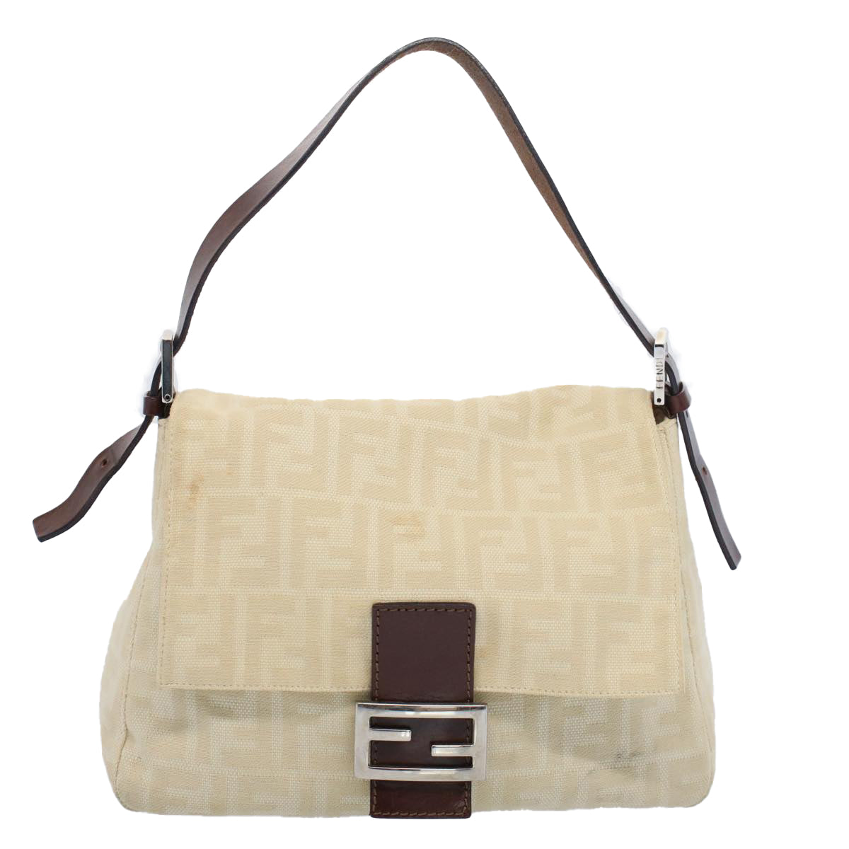 FENDI Mamma Baguette Shoulder Bag Beige 52740