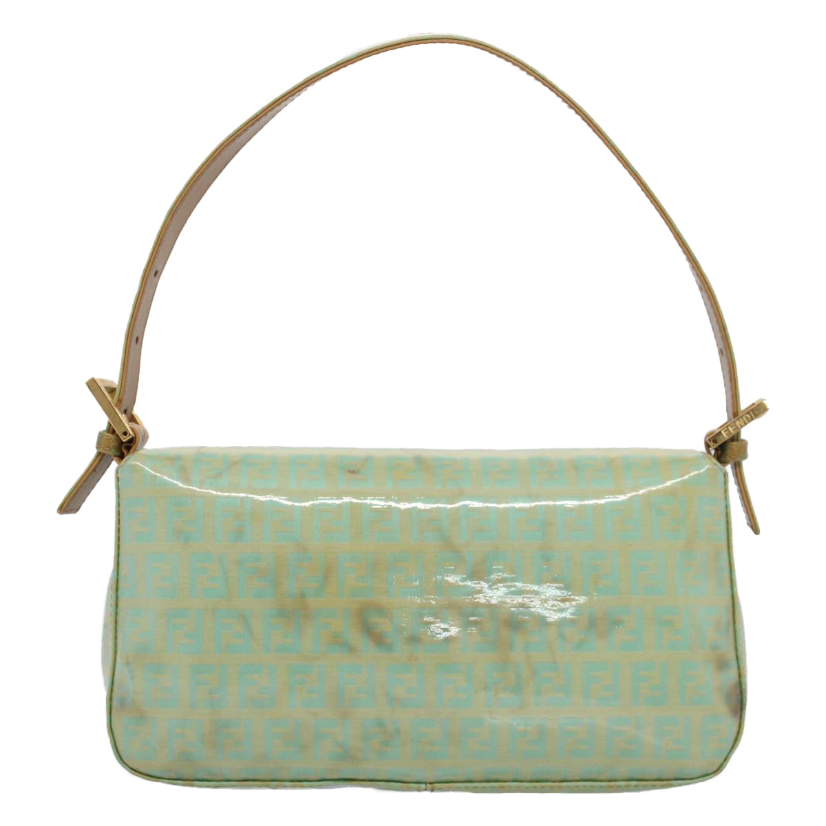 FENDI Mamma Baguette Shoulder Bag Coated Canvas Light Blue 52741