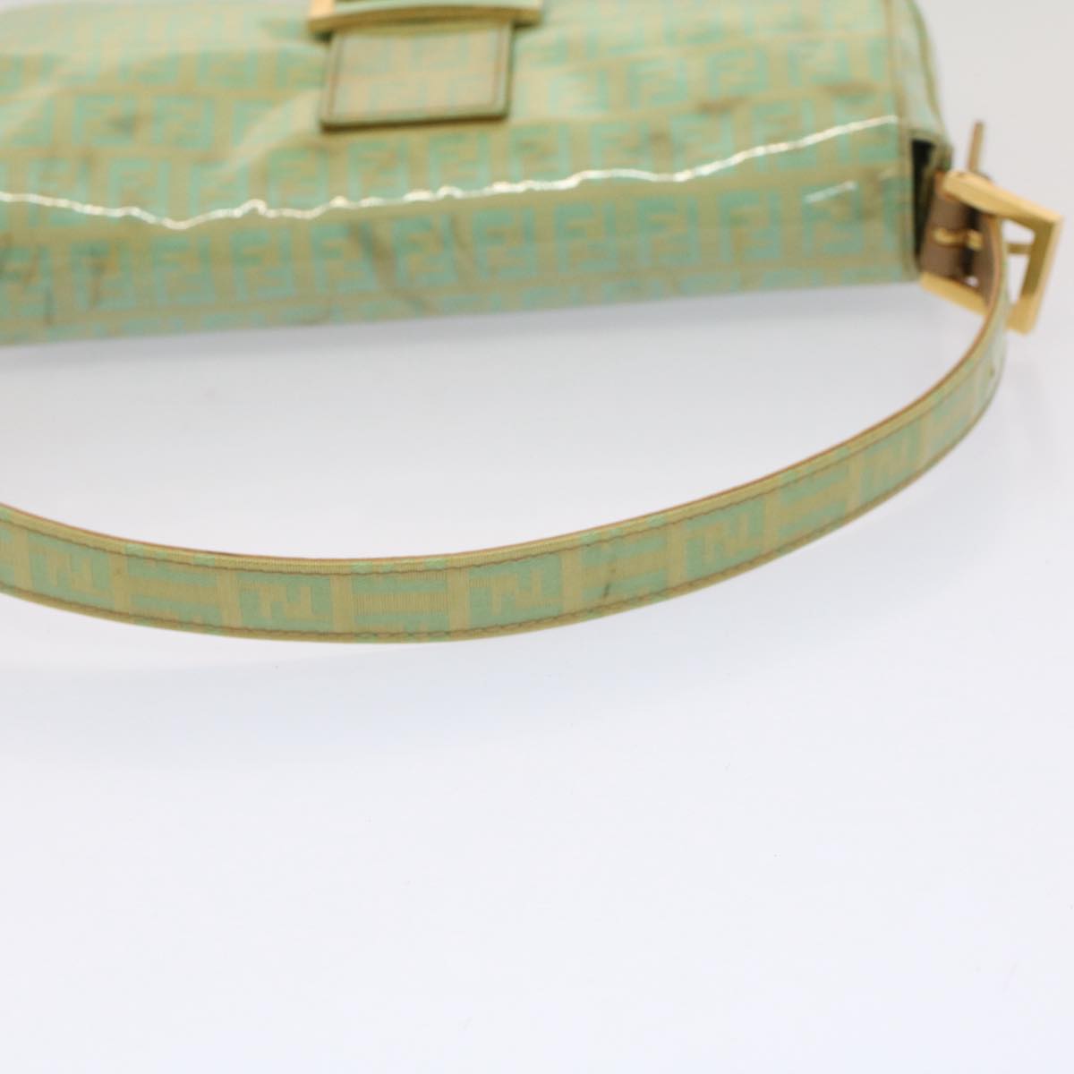 FENDI Mamma Baguette Shoulder Bag Coated Canvas Light Blue 52741