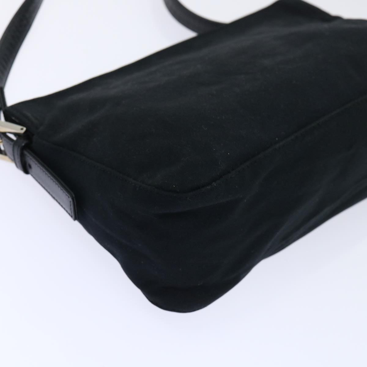 FENDI Mamma Baguette Shoulder Bag Coated Canvas Black 52742