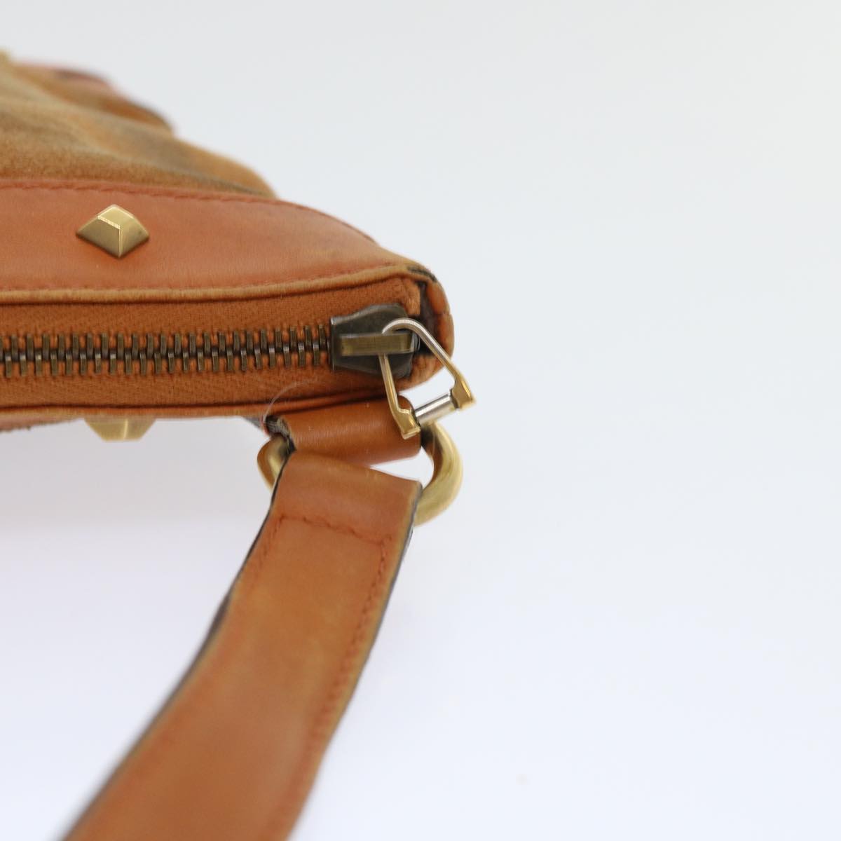 GUCCI GG Canvas Shoulder Bag Leather Beige Orange 120893 52751