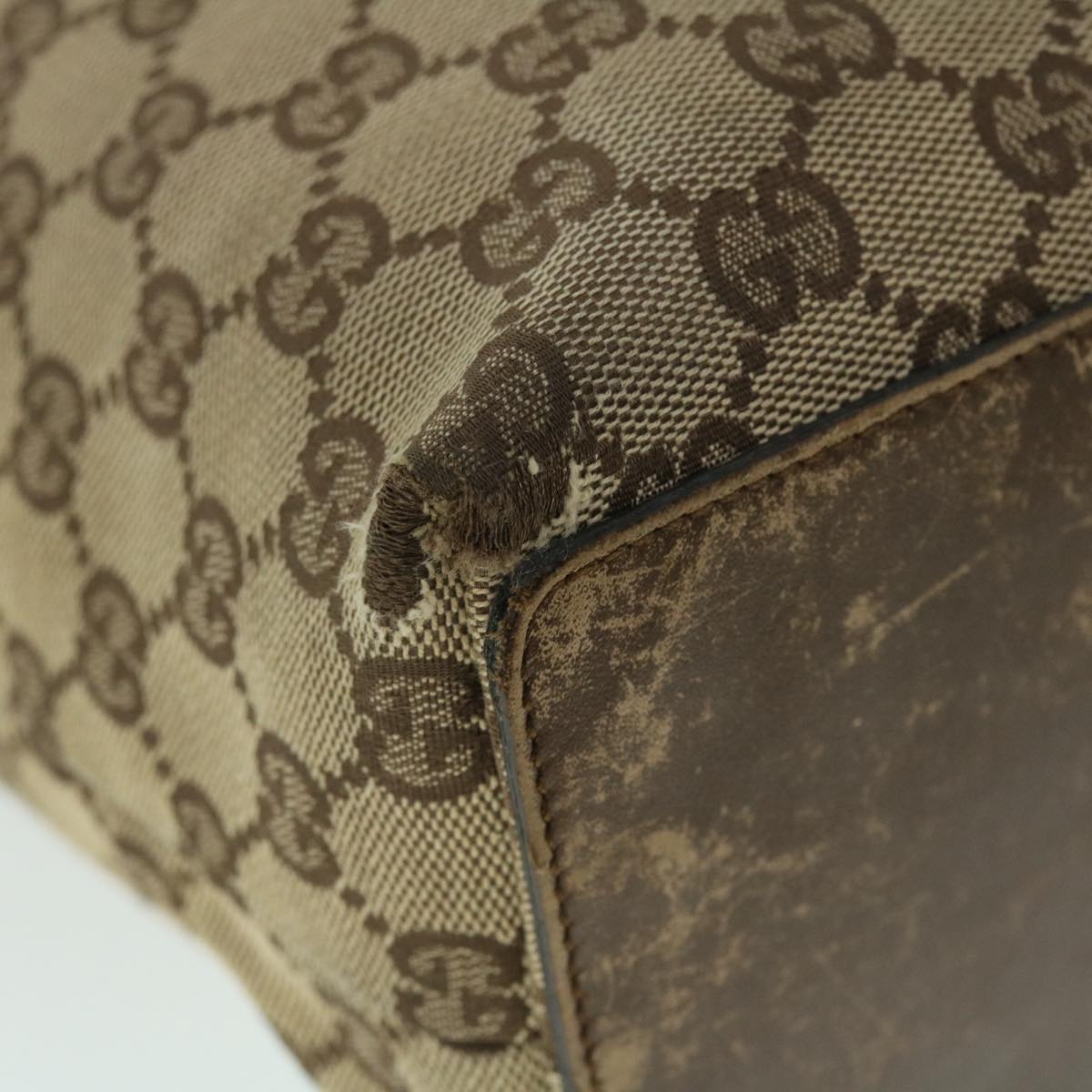 GUCCI GG Canvas Tote Bag Beige Brown 52754