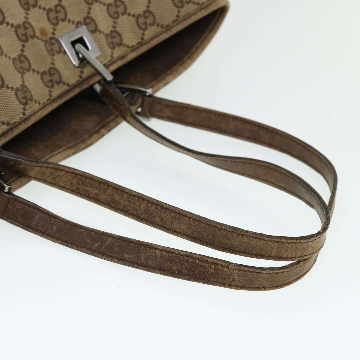 GUCCI GG Canvas Tote Bag Beige Brown 52754