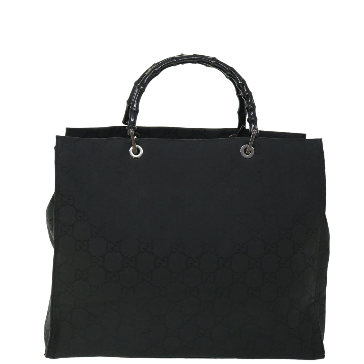 GUCCI GG Canvas Bamboo Hand Bag Nylon Black 52760