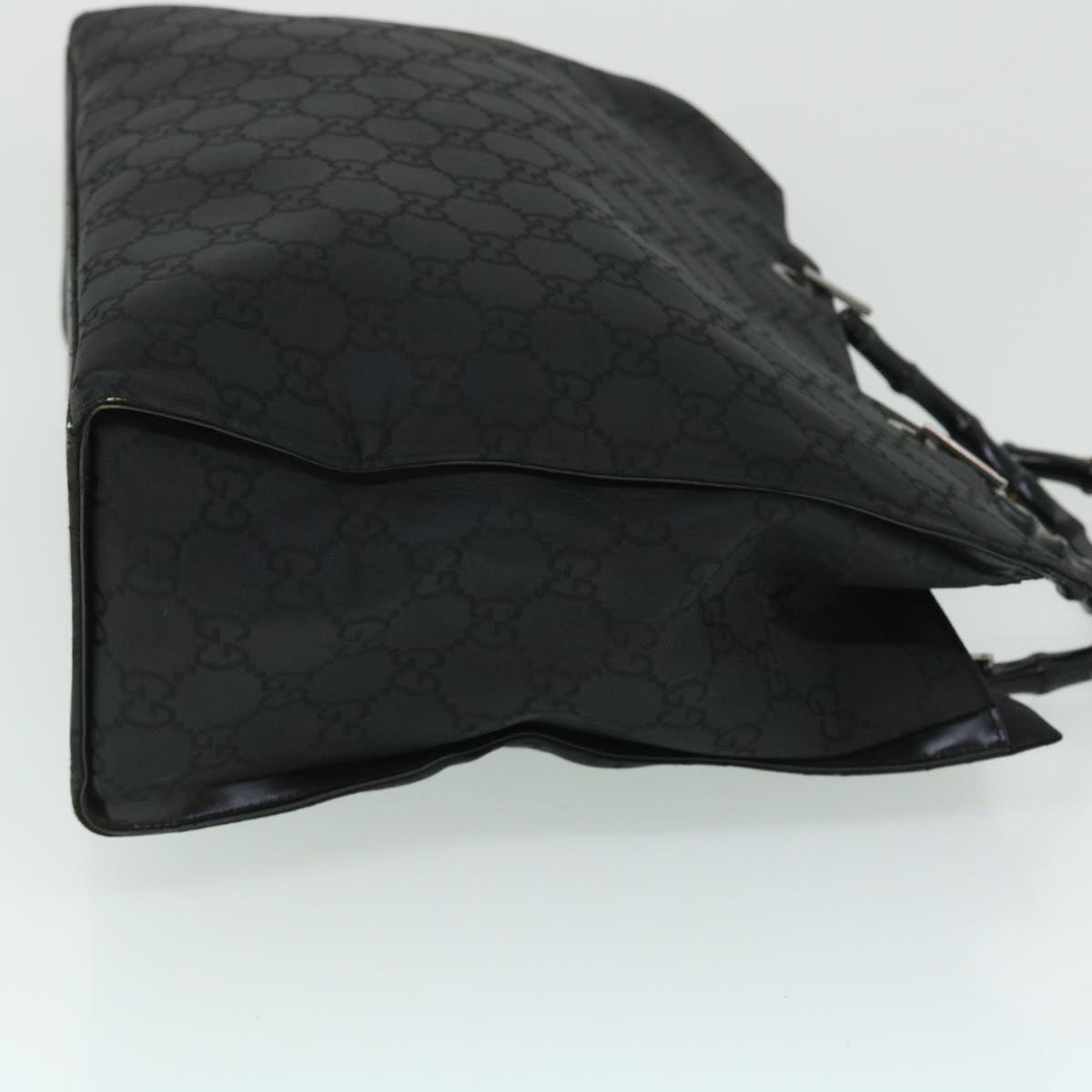 GUCCI GG Canvas Bamboo Hand Bag Nylon Black 52760