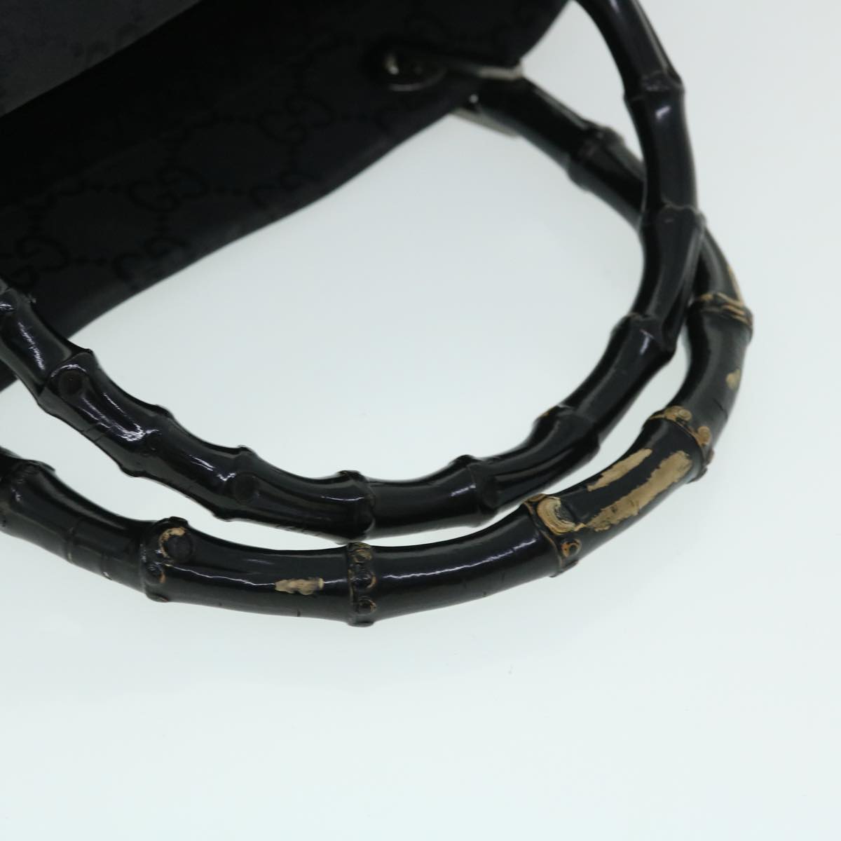 GUCCI GG Canvas Bamboo Hand Bag Nylon Black 52760