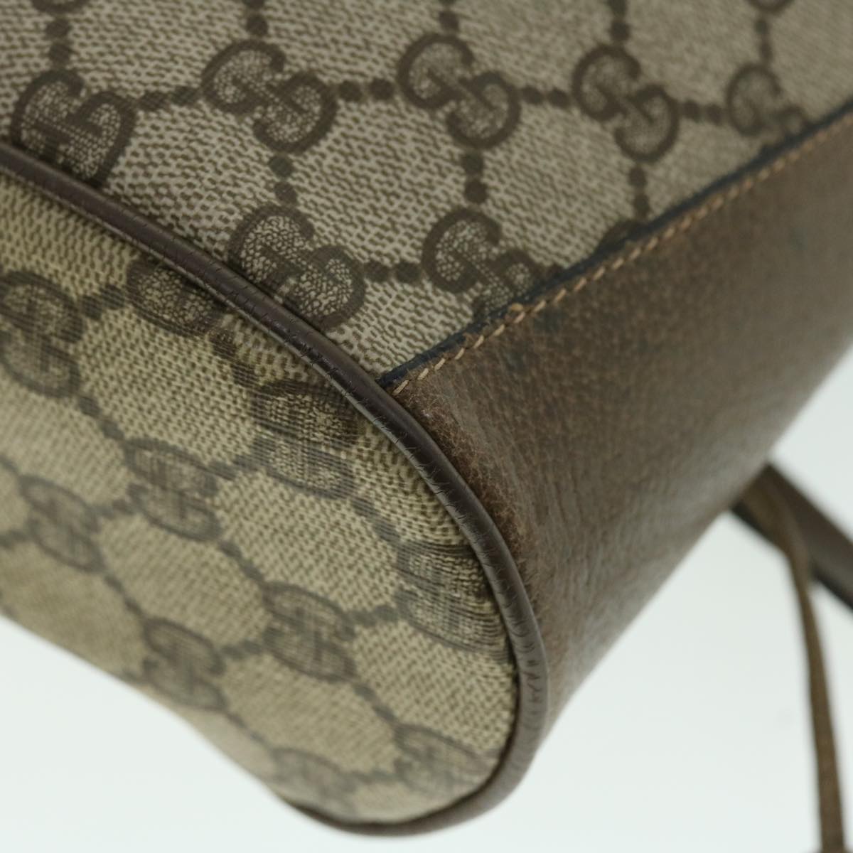 GUCCI GG Canvas Web Sherry Line Shoulder Bag PVC Leather Beige Green 52761