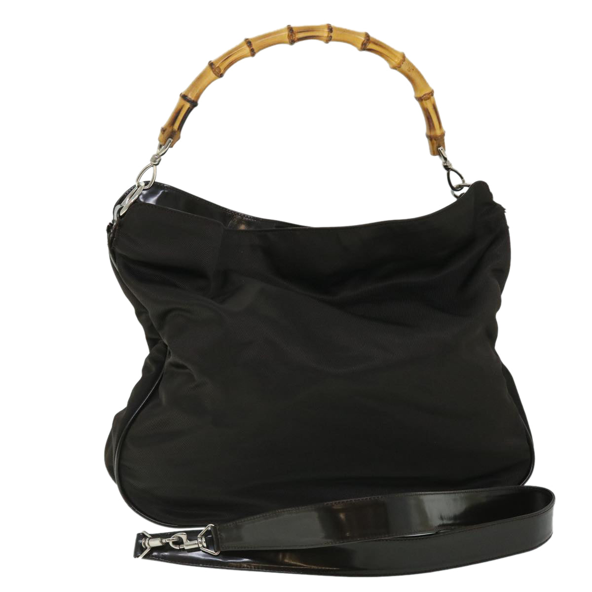 GUCCI Bamboo Shoulder Bag Nylon Black 001 2852 1577 5 52877
