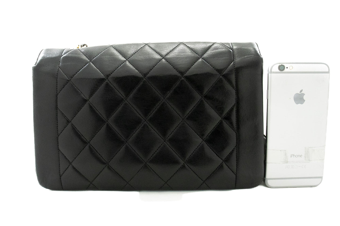 CHANEL Diana Flap Chain Shoulder Bag Black Quilted Lambskin Purse k28
