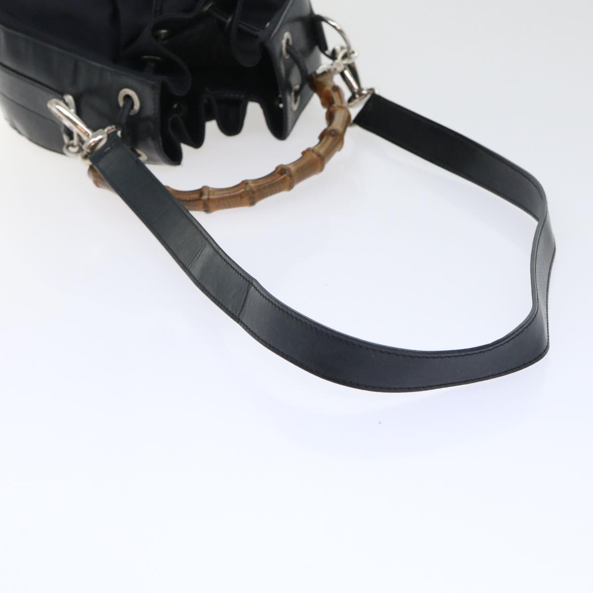 GUCCI Bamboo Shoulder Bag Nylon Leather 2way Black 53004