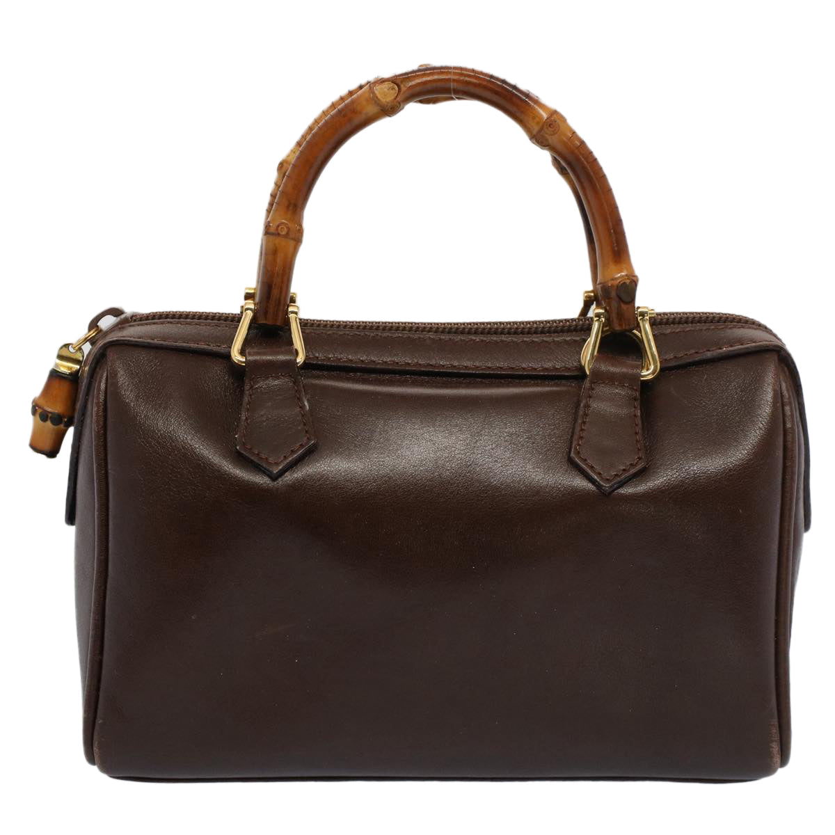 GUCCI Bamboo Hand Bag Leather 2way Brown 007 122 0232 53076