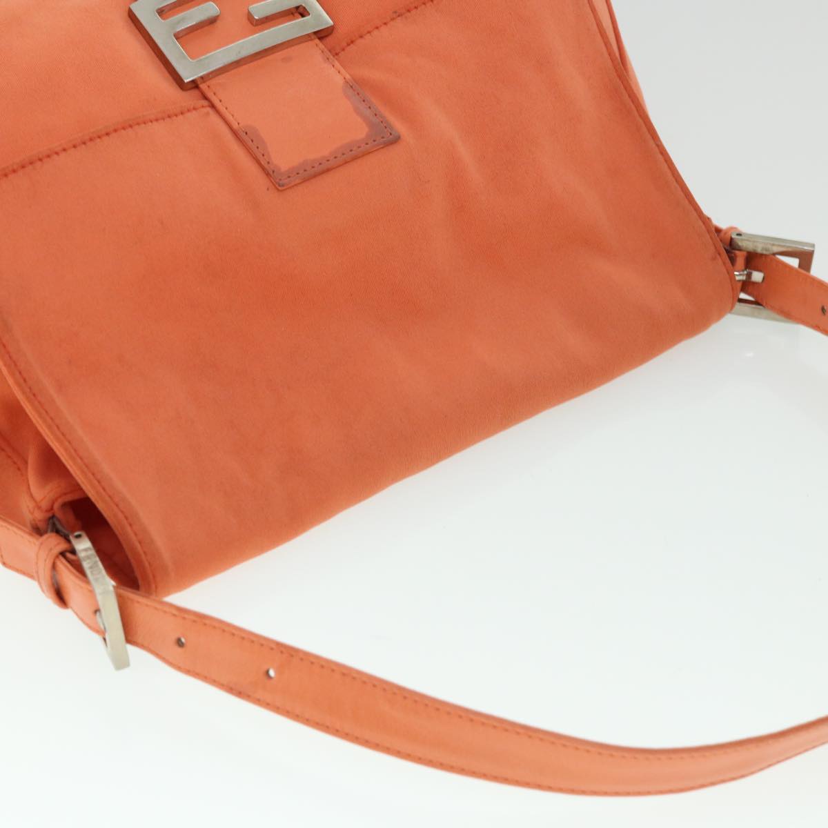 FENDI Mamma Baguette Shoulder Bag Nylon Orange 53082
