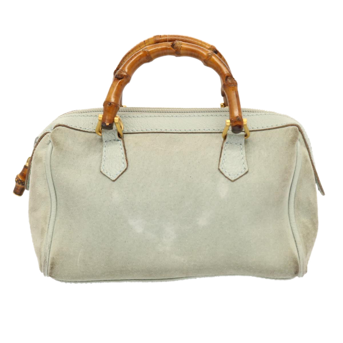 GUCCI Bamboo Shoulder Bag Suede 2way Light Blue 53258
