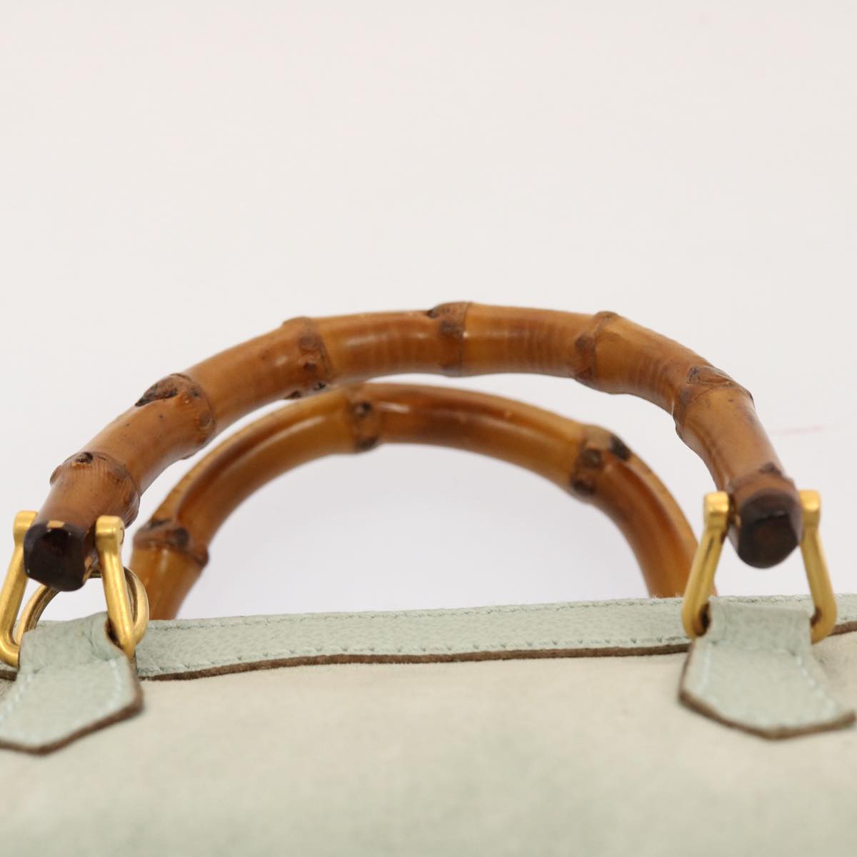 GUCCI Bamboo Shoulder Bag Suede 2way Light Blue 53258
