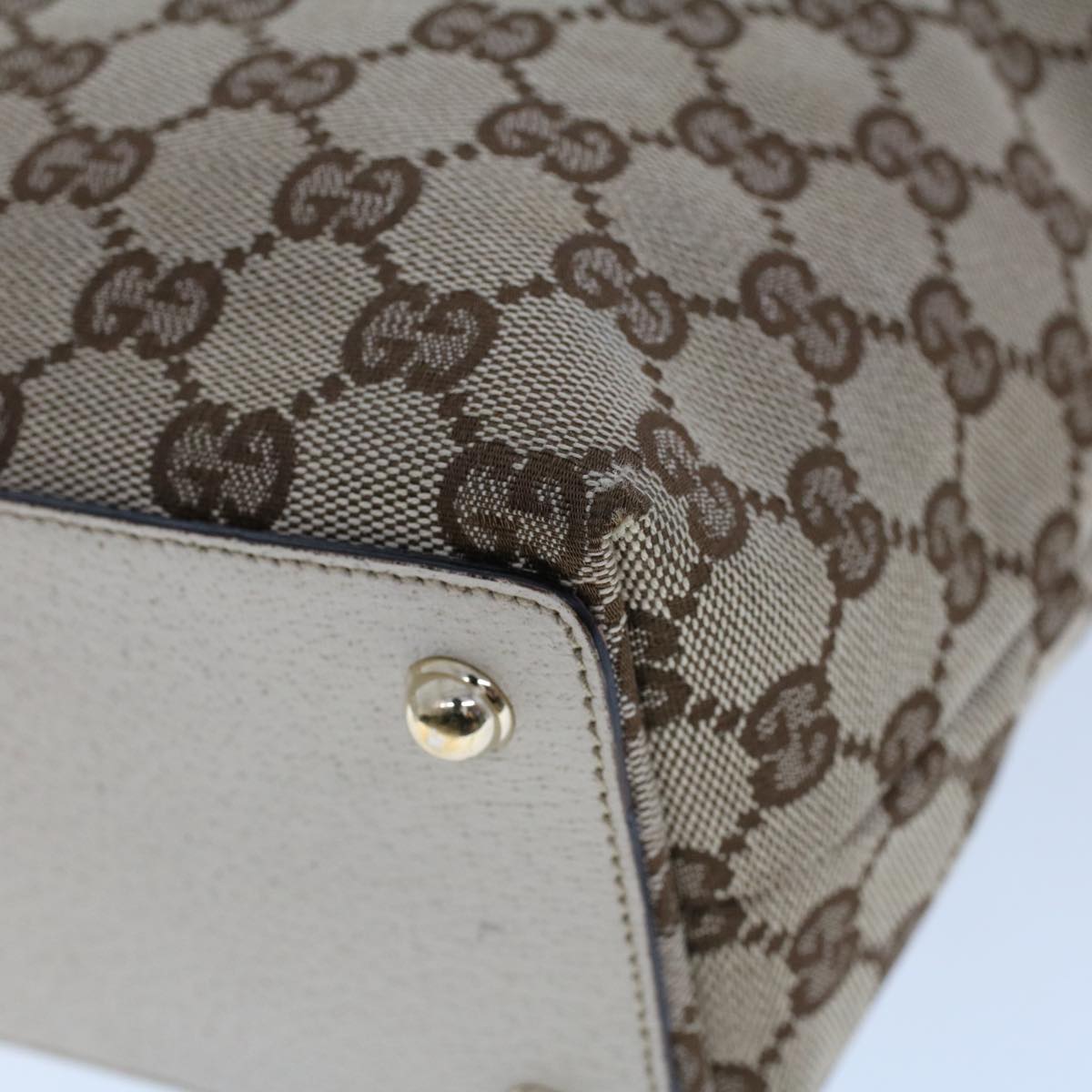 GUCCI GG Canvas Tote Bag Beige White 53260