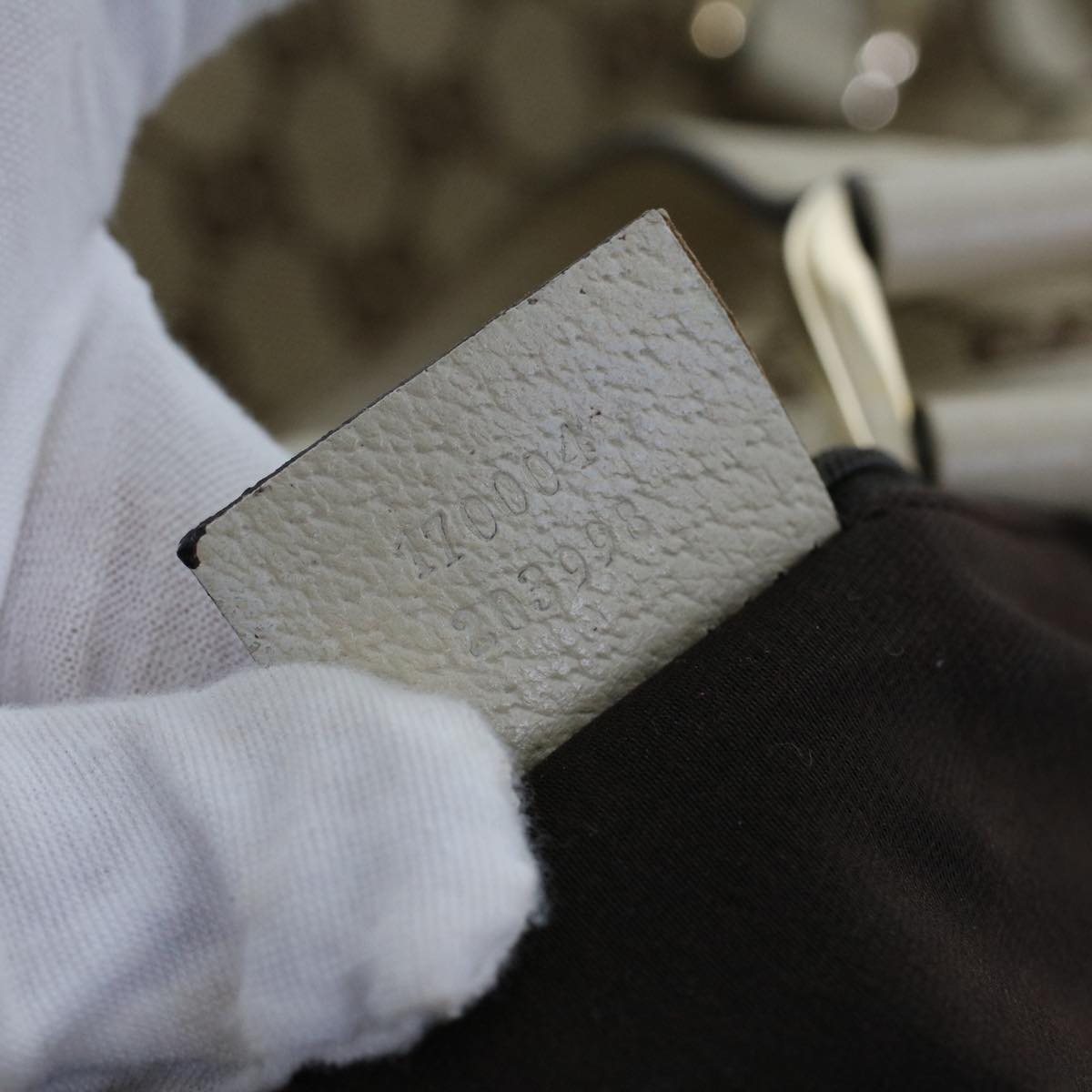 GUCCI GG Canvas Hand Bag Beige White 53266