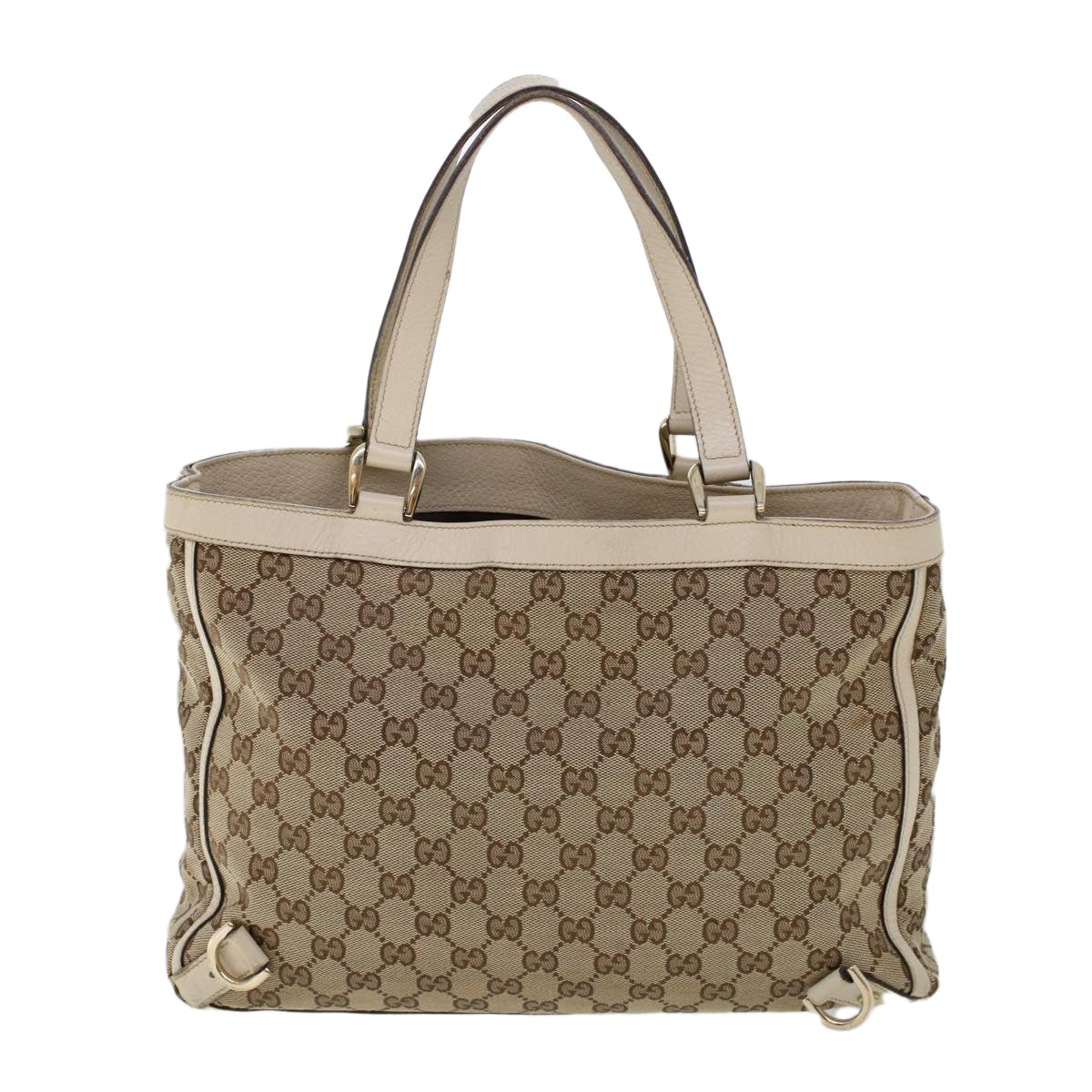 GUCCI GG Canvas Hand Bag Beige White 53266