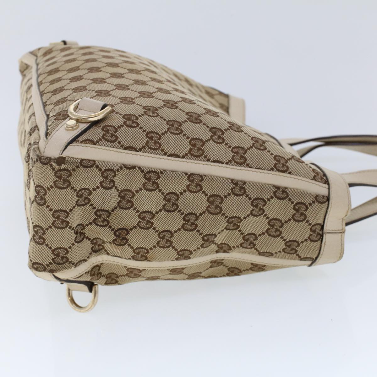 GUCCI GG Canvas Hand Bag Beige White 53266