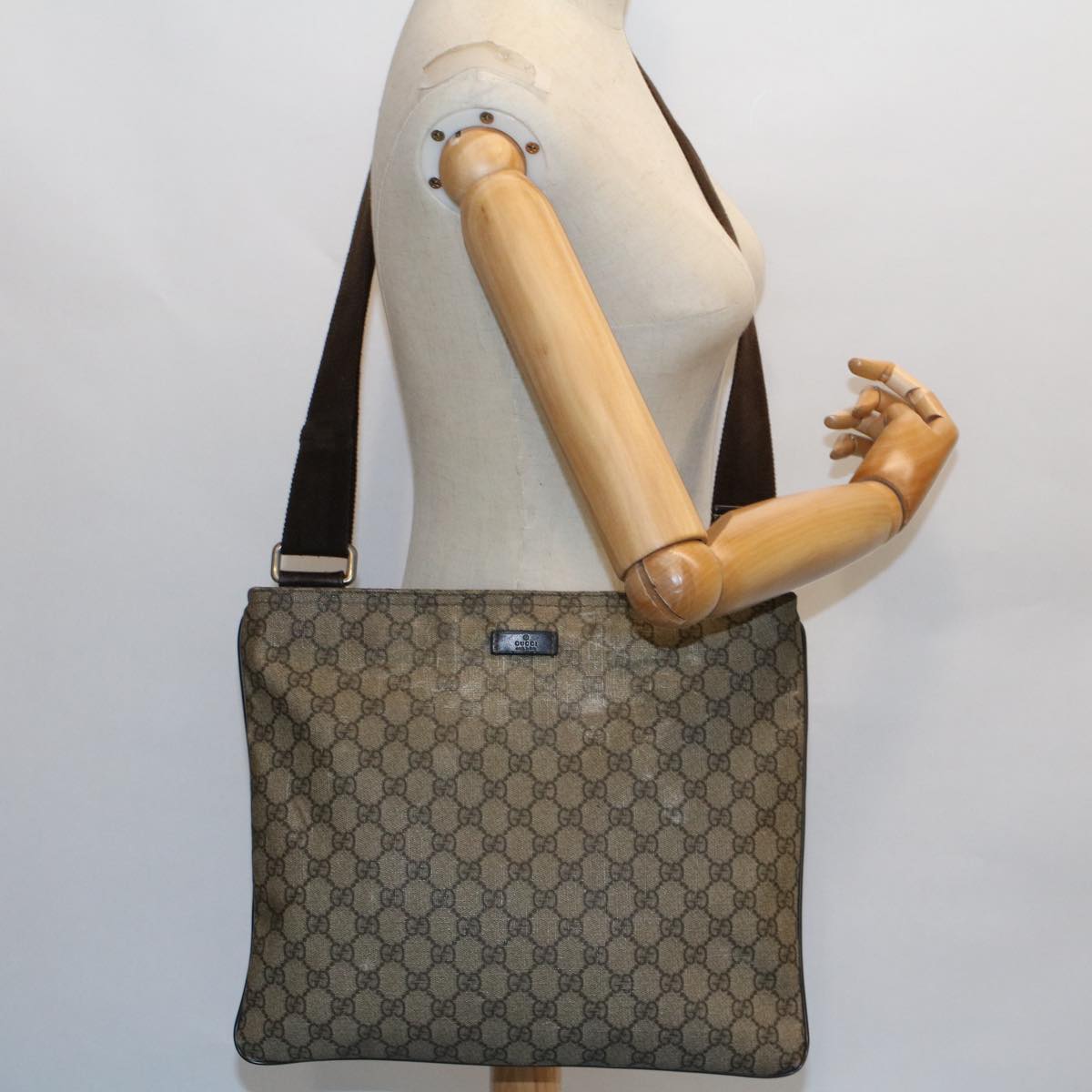 GUCCI GG Canvas Shoulder Bag Coated Canvas Beige 53267