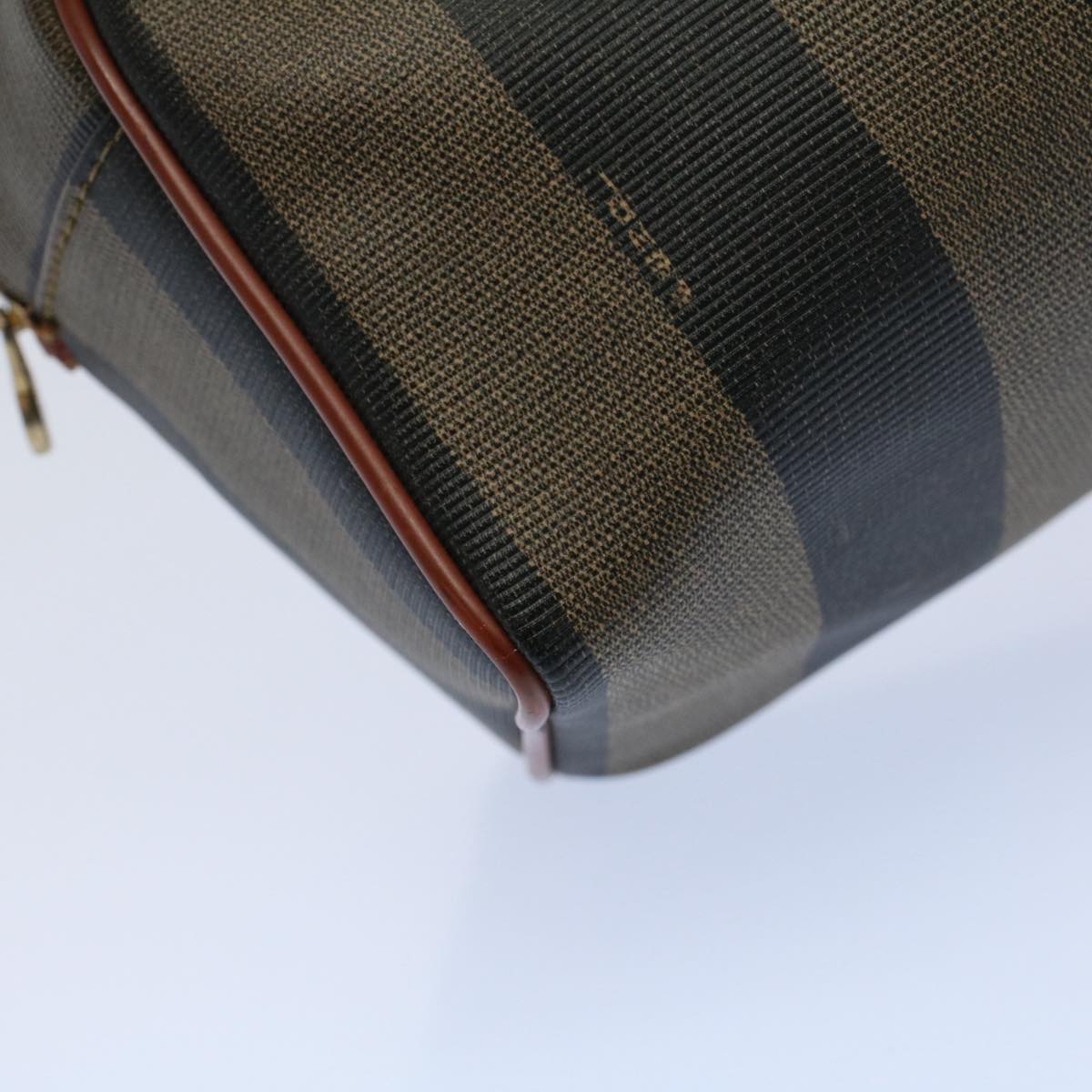 FENDI Pecan Canvas Hand Bag Brown Black 53341