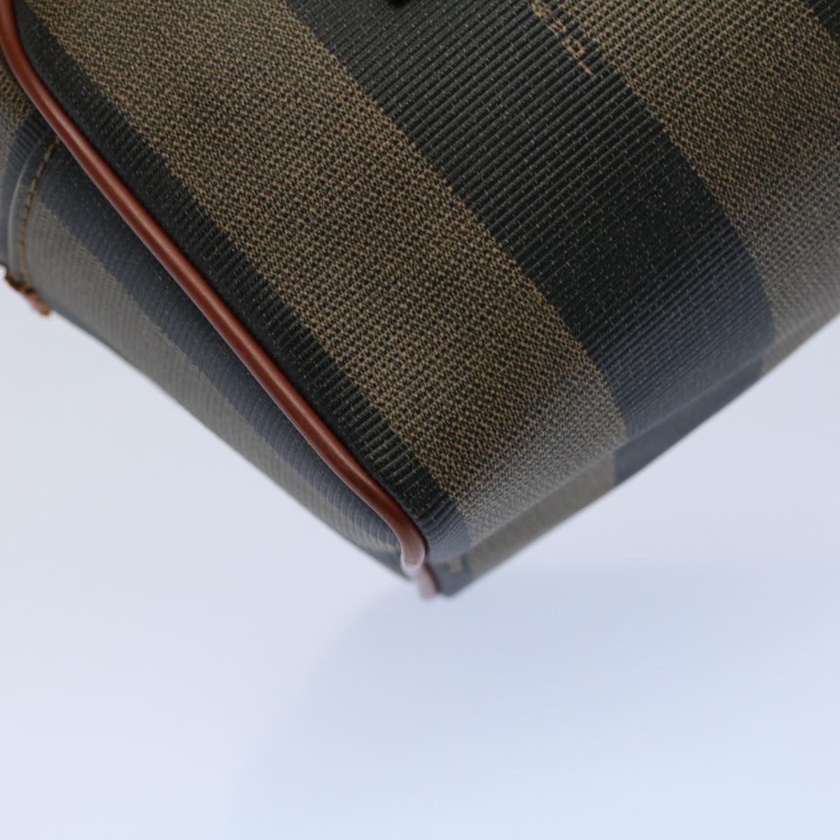 FENDI Pecan Canvas Hand Bag Brown Black 53341