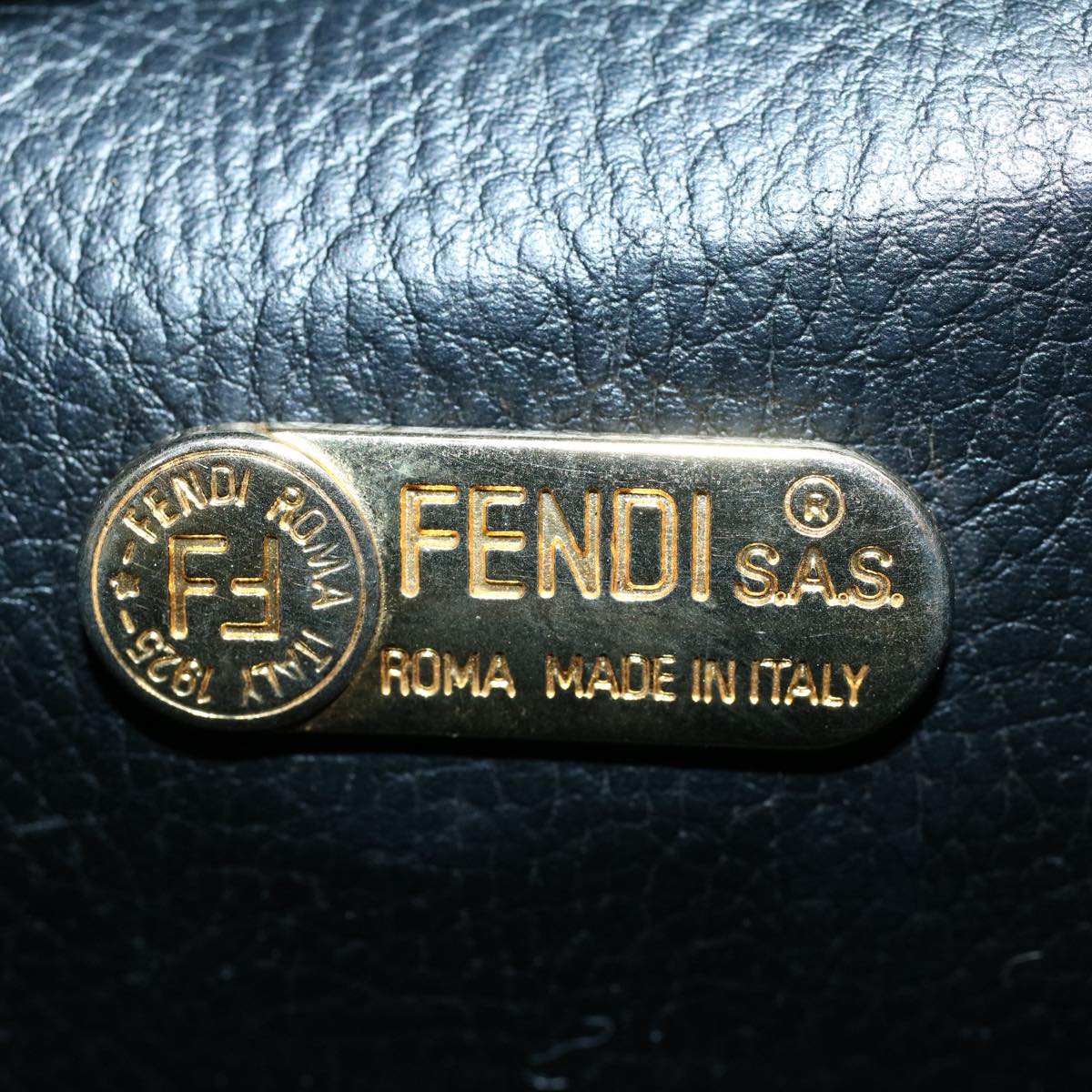FENDI Pecan Canvas Hand Bag Brown Black 53341