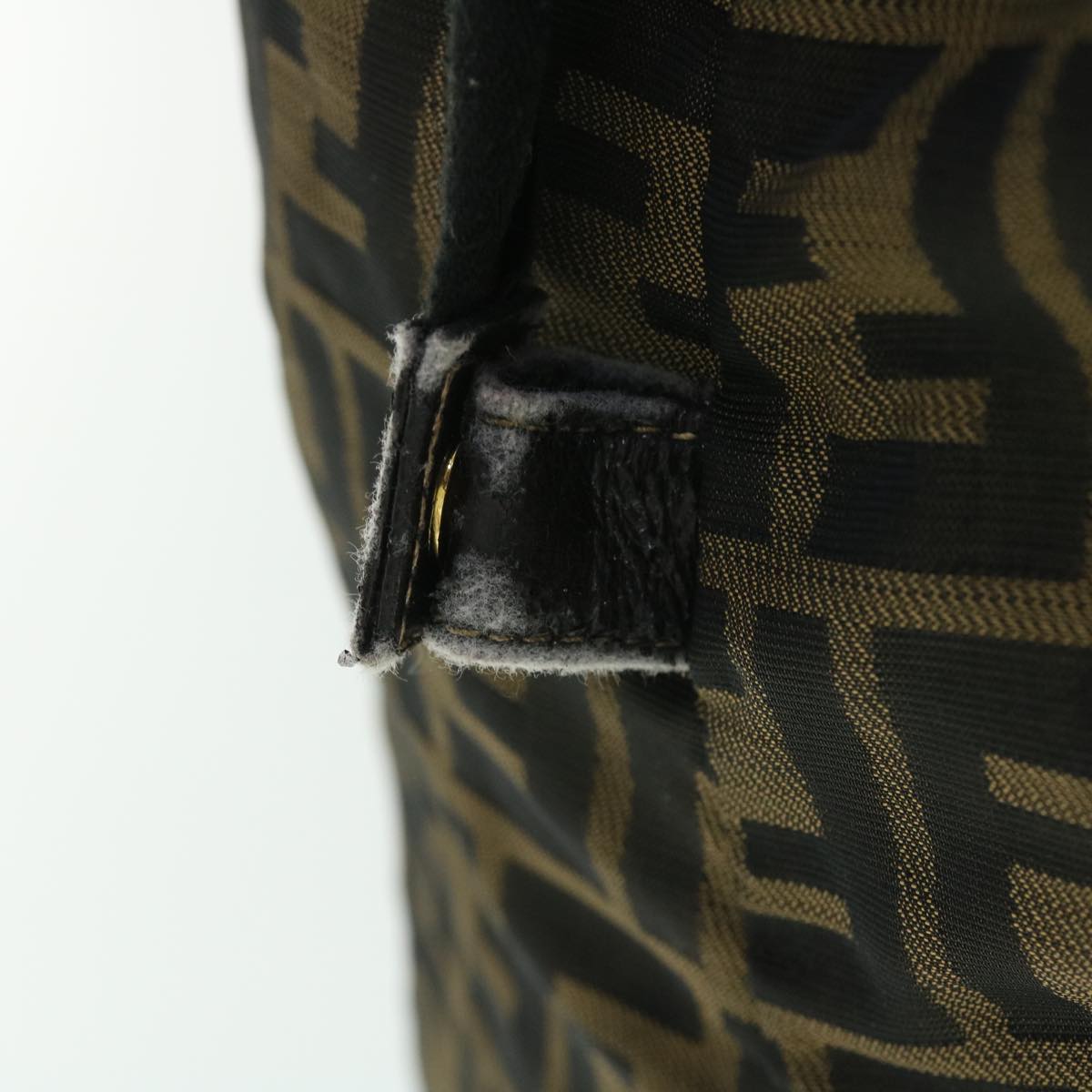 FENDI Zucca Canvas Boston Bag Black Brown 53373