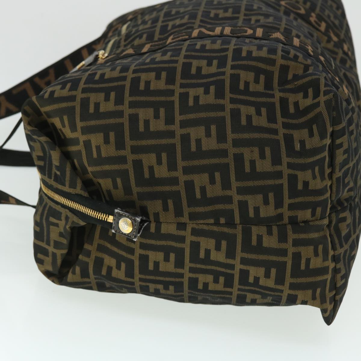 FENDI Zucca Canvas Boston Bag Black Brown 53373