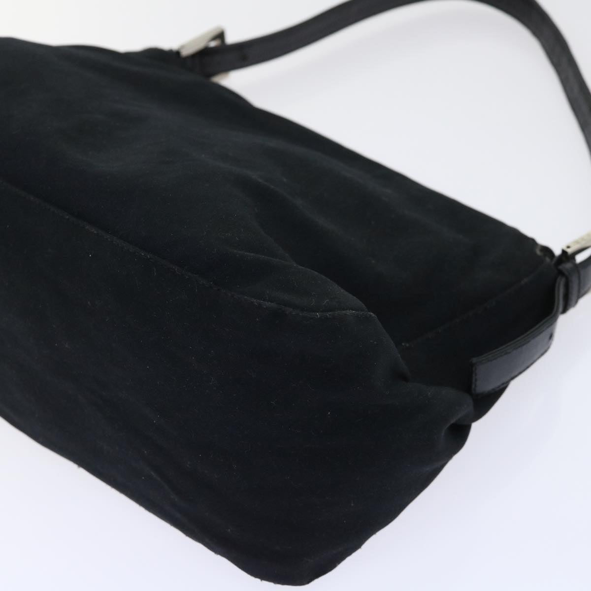 FENDI Mamma Baguette Shoulder Bag Nylon Black 53376