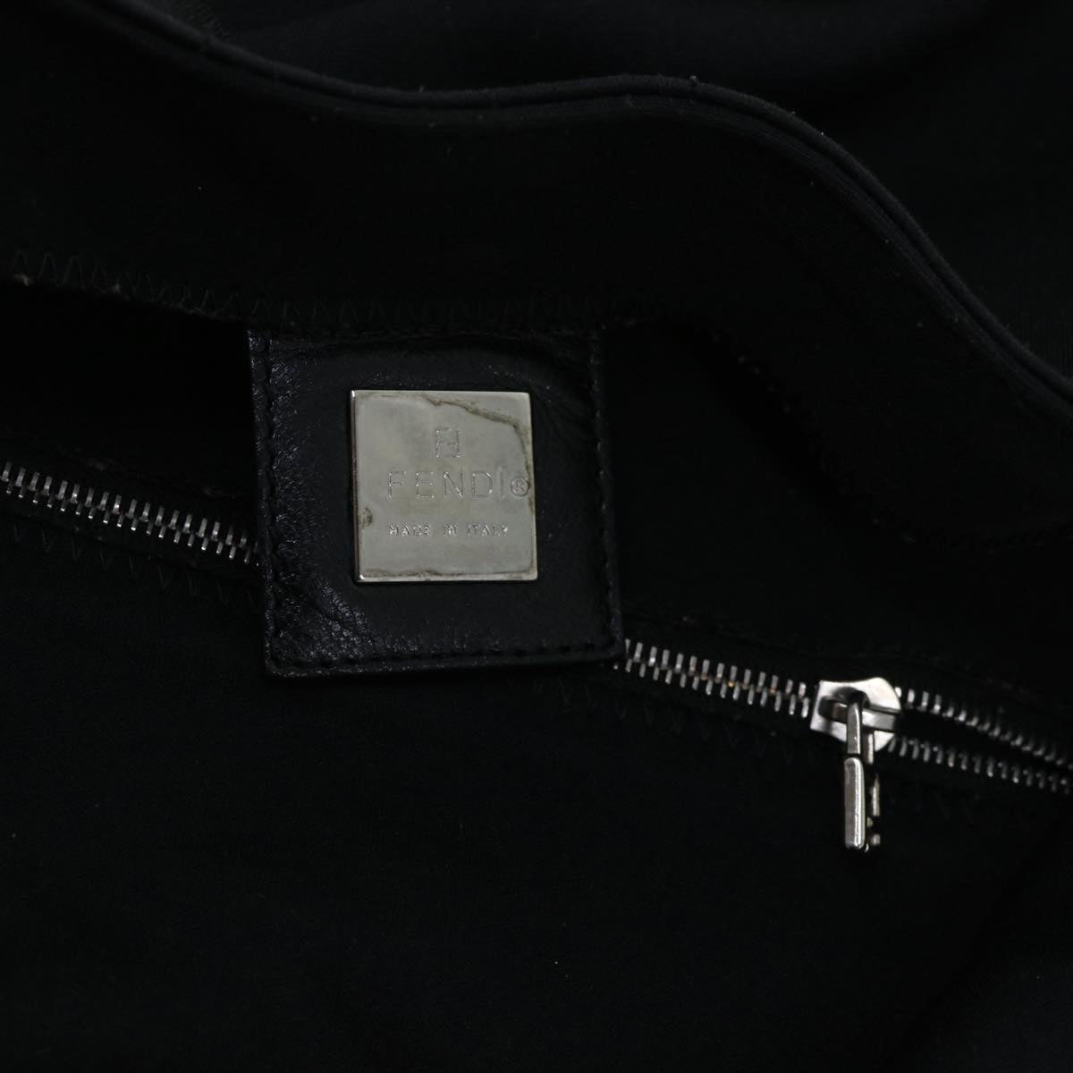 FENDI Mamma Baguette Shoulder Bag Nylon Black 53376