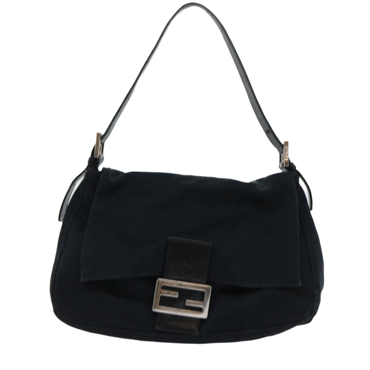 FENDI Mamma Baguette Shoulder Bag Nylon Black 53376
