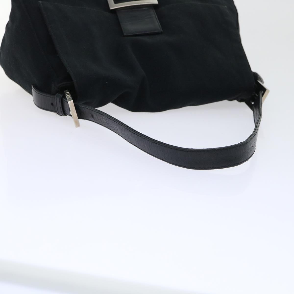FENDI Mamma Baguette Shoulder Bag Nylon Black 53376