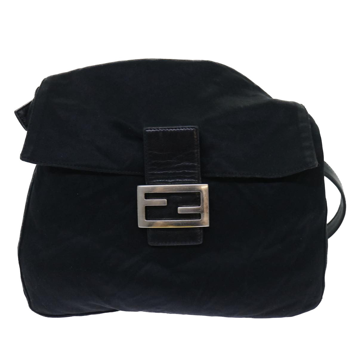 FENDI Mamma Baguette Shoulder Bag Nylon Black 53377