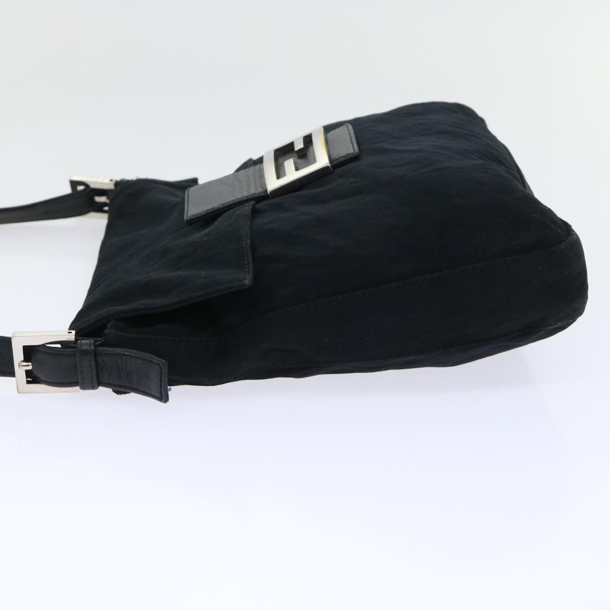 FENDI Mamma Baguette Shoulder Bag Nylon Black 53377