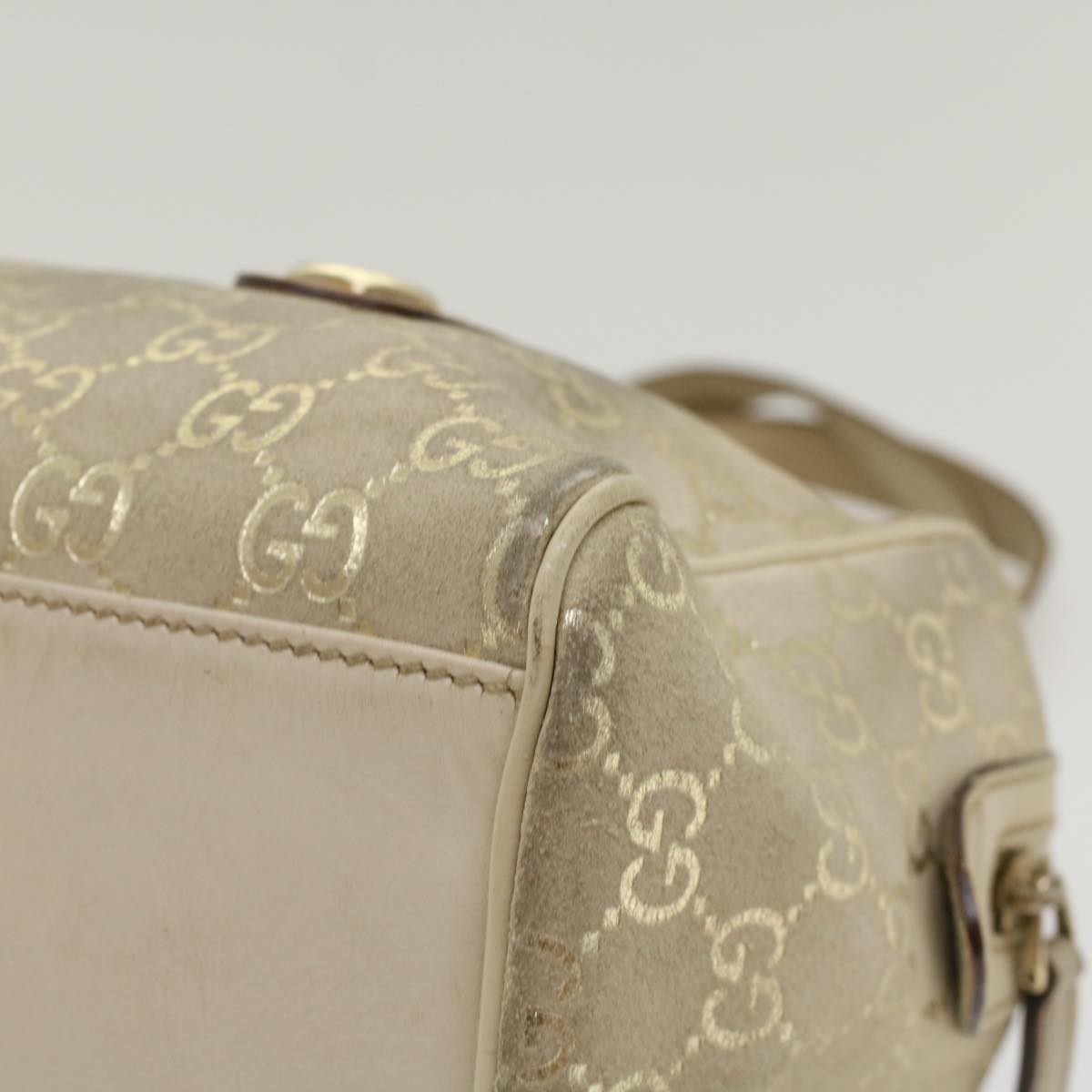 GUCCI GG Canvas Shoulder Bag Leather Beige 152457 53387