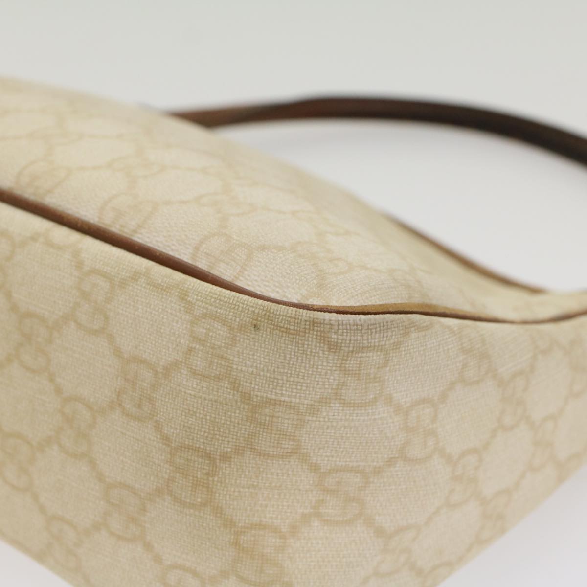 GUCCI GG Canvas Shoulder Bag PVC Leather White Brown 53649
