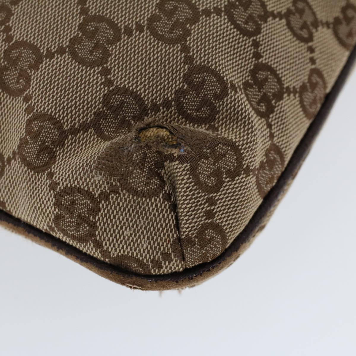 GUCCI GG Canvas Shoulder Bag Canvas Leather Beige Brown 53656