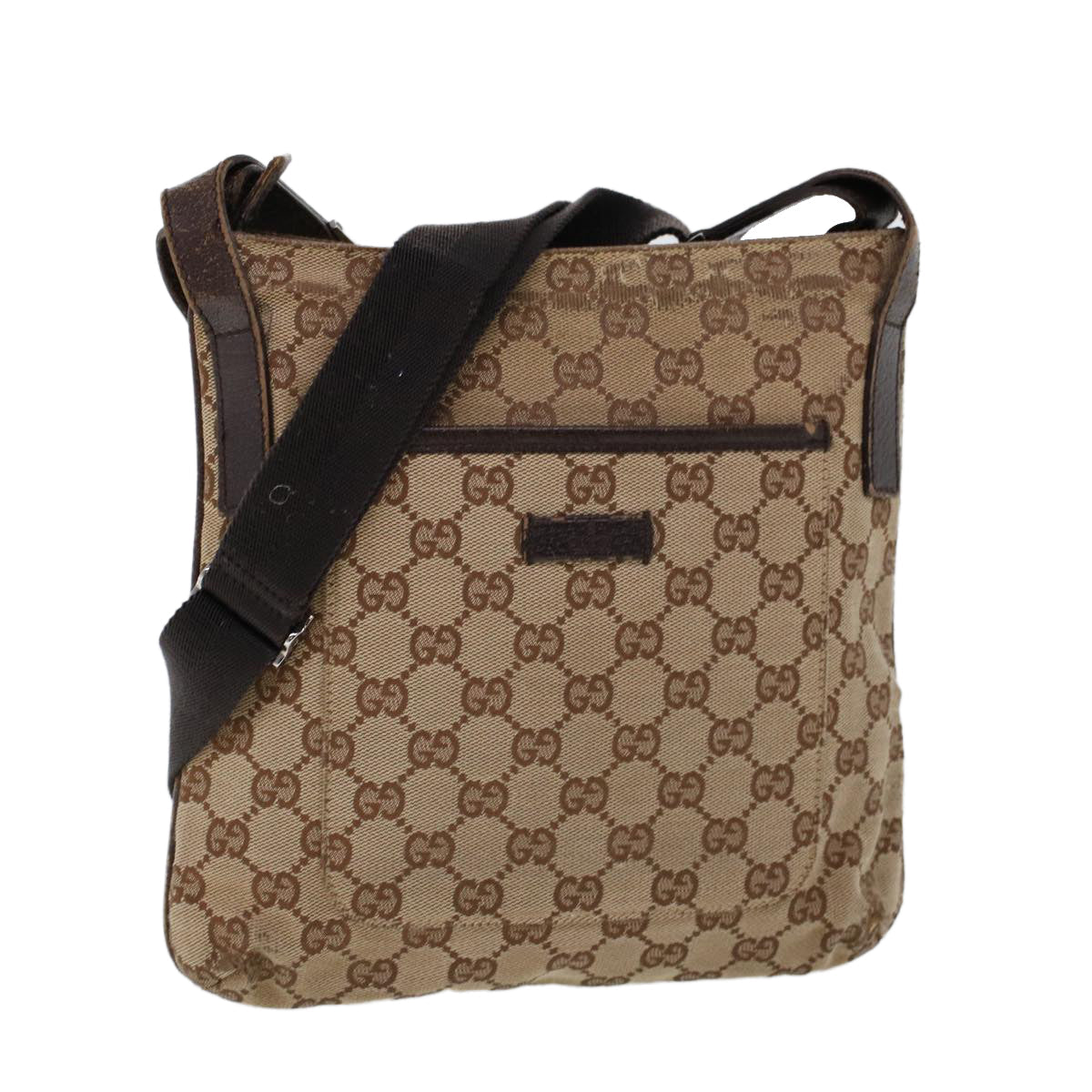 GUCCI GG Canvas Shoulder Bag Canvas Leather Beige Brown 53656
