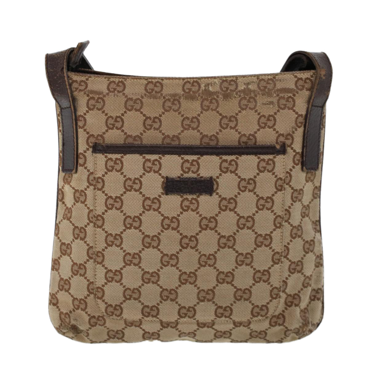 GUCCI GG Canvas Shoulder Bag Canvas Leather Beige Brown 53656