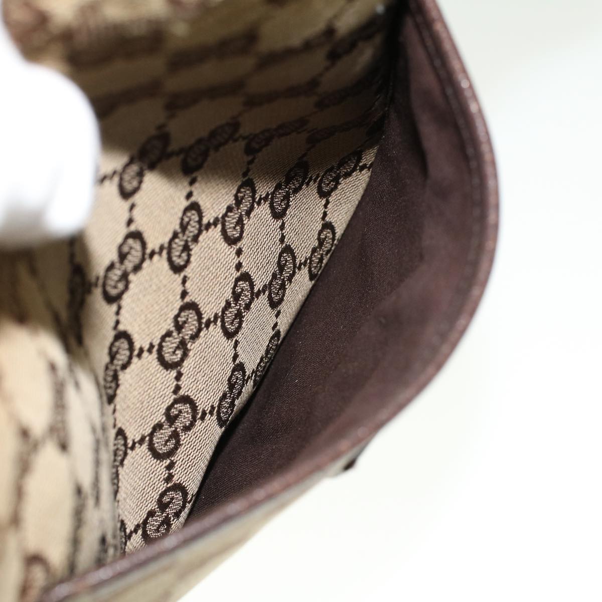 GUCCI GG Canvas Shoulder Bag Canvas Leather Beige Brown 53656