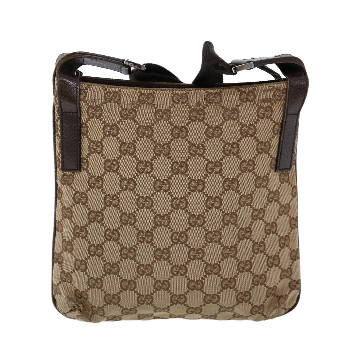 GUCCI GG Canvas Shoulder Bag Canvas Leather Beige Brown 53656