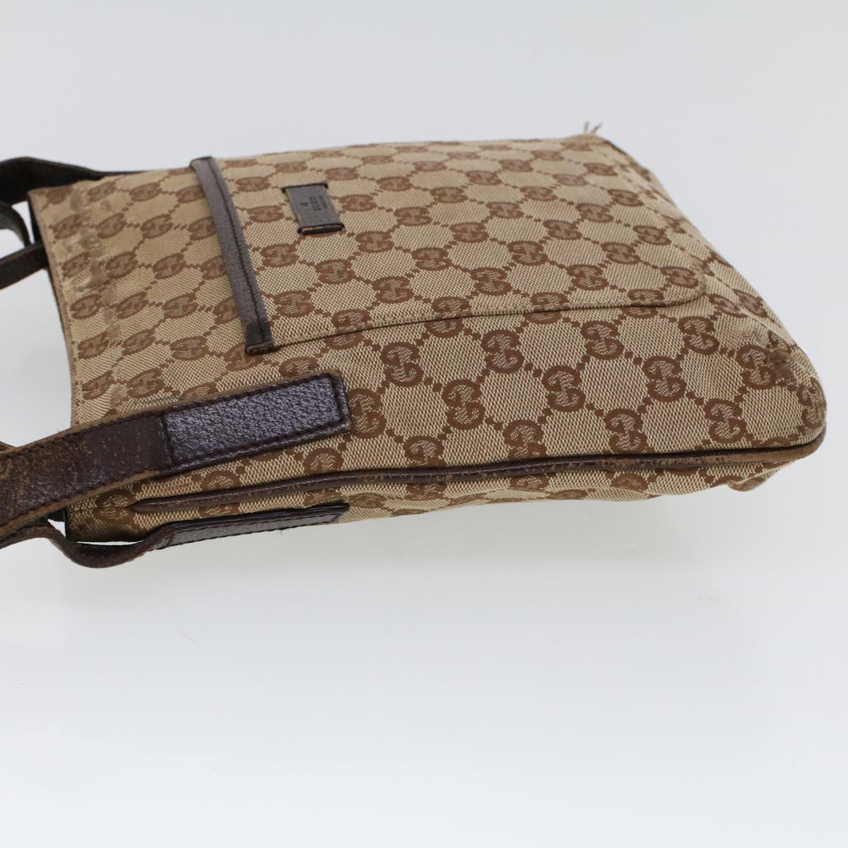 GUCCI GG Canvas Shoulder Bag Canvas Leather Beige Brown 53656