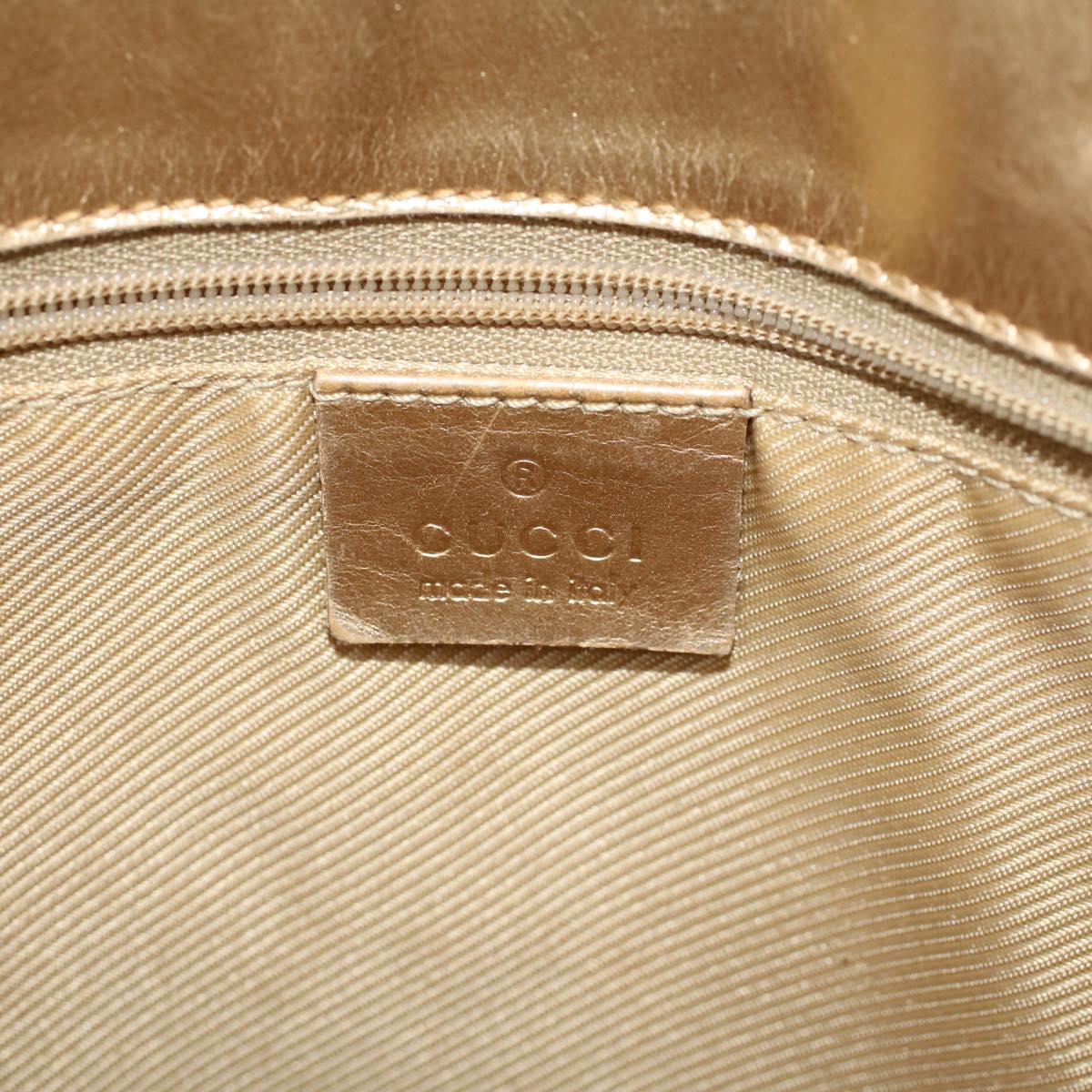 GUCCI GG Canvas Hand Bag Canvas Leather Gold 53657