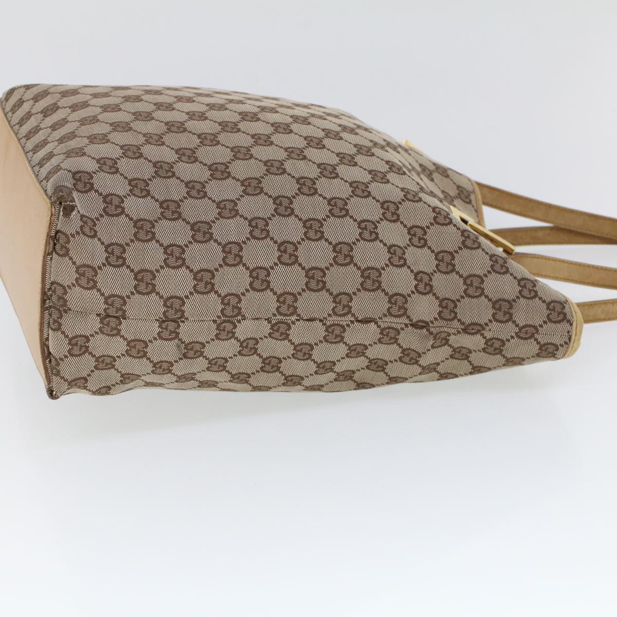 GUCCI GG Canvas Hand Bag Canvas Leather Beige Brown 53661