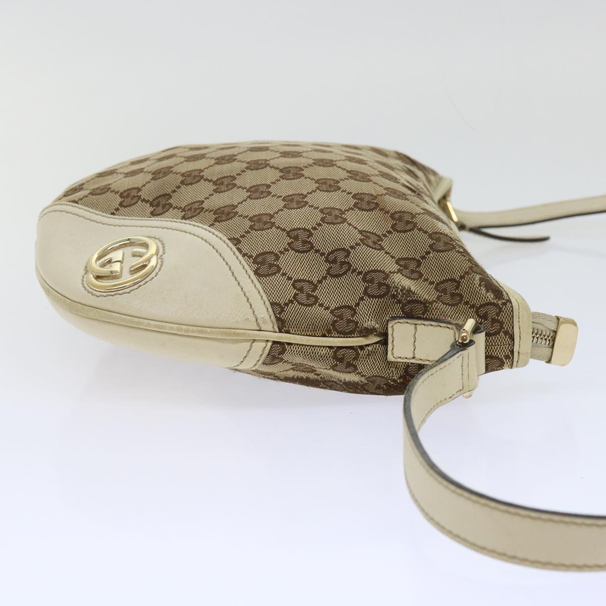 GUCCI GG Canvas Shoulder Bag Beige White 53663