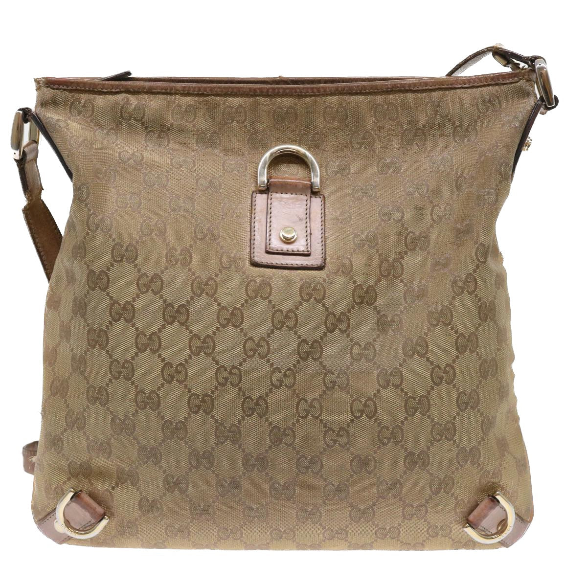 GUCCI GG Canvas Shoulder Bag Gold 53664