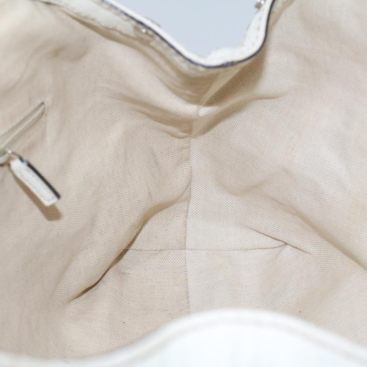GUCCI Hand Bag Straw Leather White 211944 53671