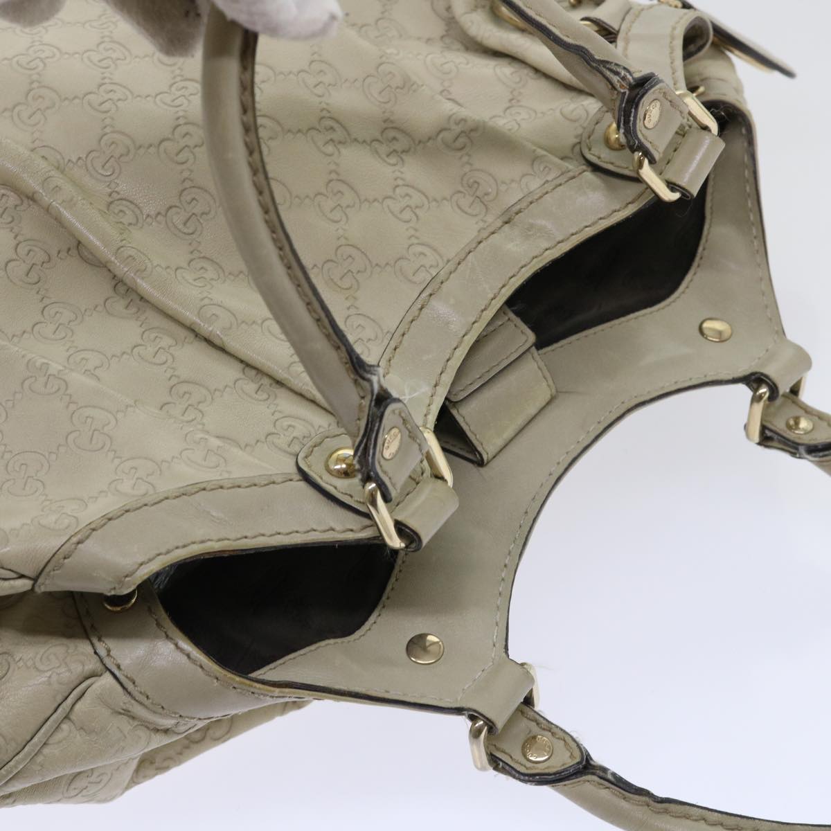 GUCCI Guccissima GG Canvas Hand Bag Leather Cream Beige 53673