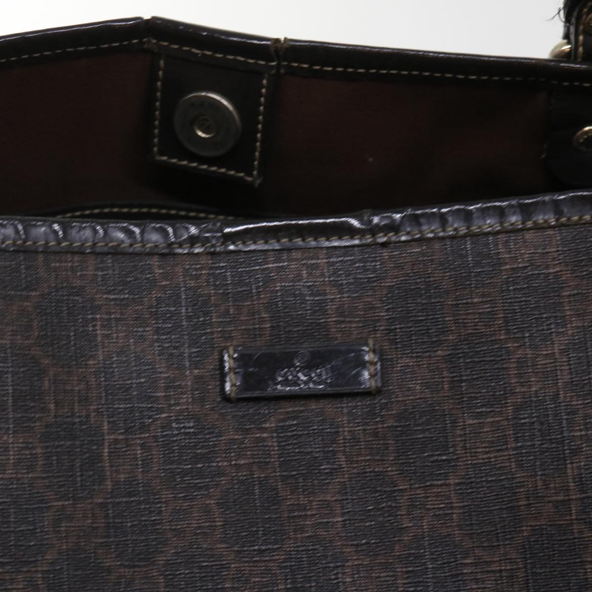 GUCCI GG Canvas Tote Bag PVC Leather Brown 53675